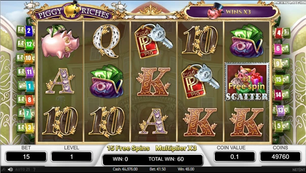Piggy Riches tabela geral de comparação com todos os slots analisados