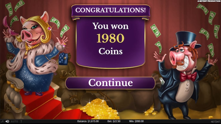 Piggy Riches jogo base com grade 5x3 e 15 linhas de pagamento