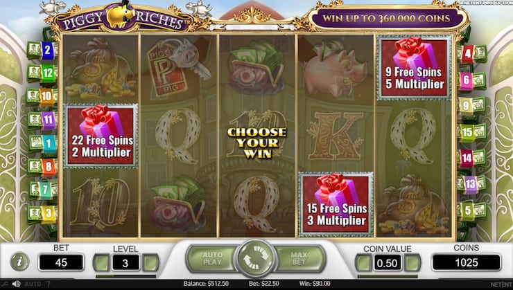 Piggy Riches visão geral do sistema de multiplicadores