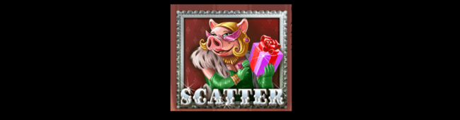 Piggy Riches scatter Lady Pig ativando free spins com 3 simbolos