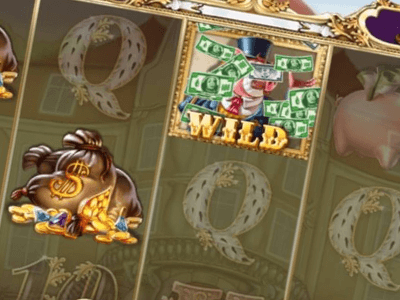 Piggy Riches tema visual com porcos aristocratas em mansão luxuosa